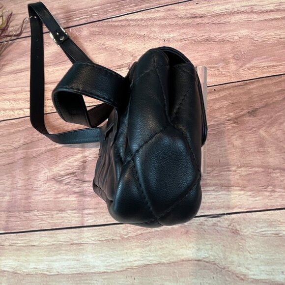 Matteo Bertoni Italian Black  Monochrome Quilted Leather Belt Bag  7 * 4 * 2 - Picture 6 of 7